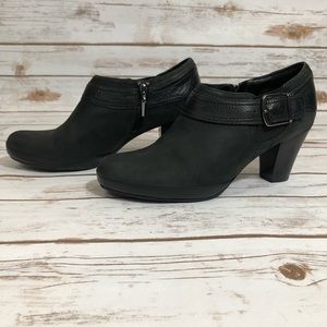 Clarks Artisan Black Nubuck Leather Ankle Booties